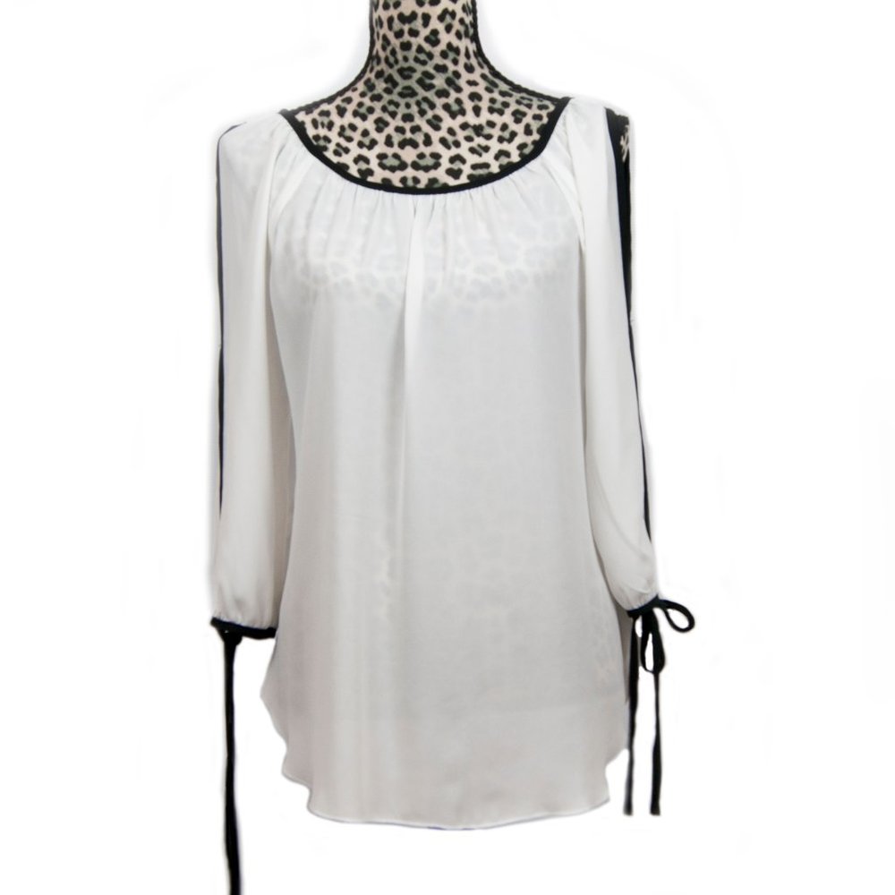 Spense Black White Blouse sz M